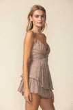 Force Of Nature Brown Print Ruffle Romper