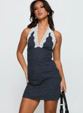 Pursuit Of Love Halter Mini Dress Navy