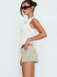 Ronnee Lace Up Shorts Cream Stripe