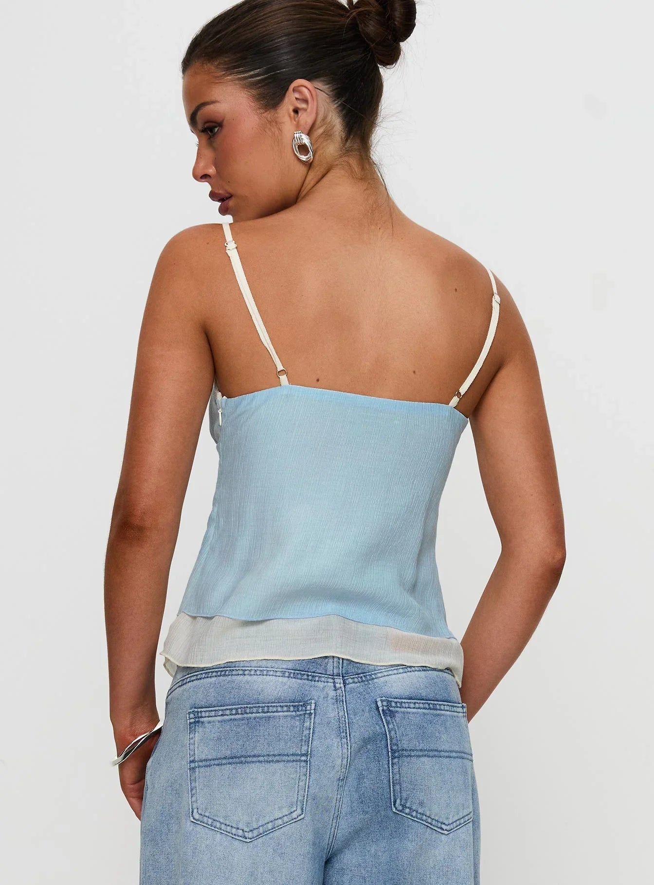 Majorie Layered Top Blue Cream