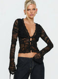 Fenne Lace Long Sleeve Top Black