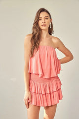 Monaco Milky Pink Strapless Ruffle Romper