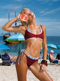 Andrei Layered Triangle Bikini Top Red Blue Polka Dot Dot