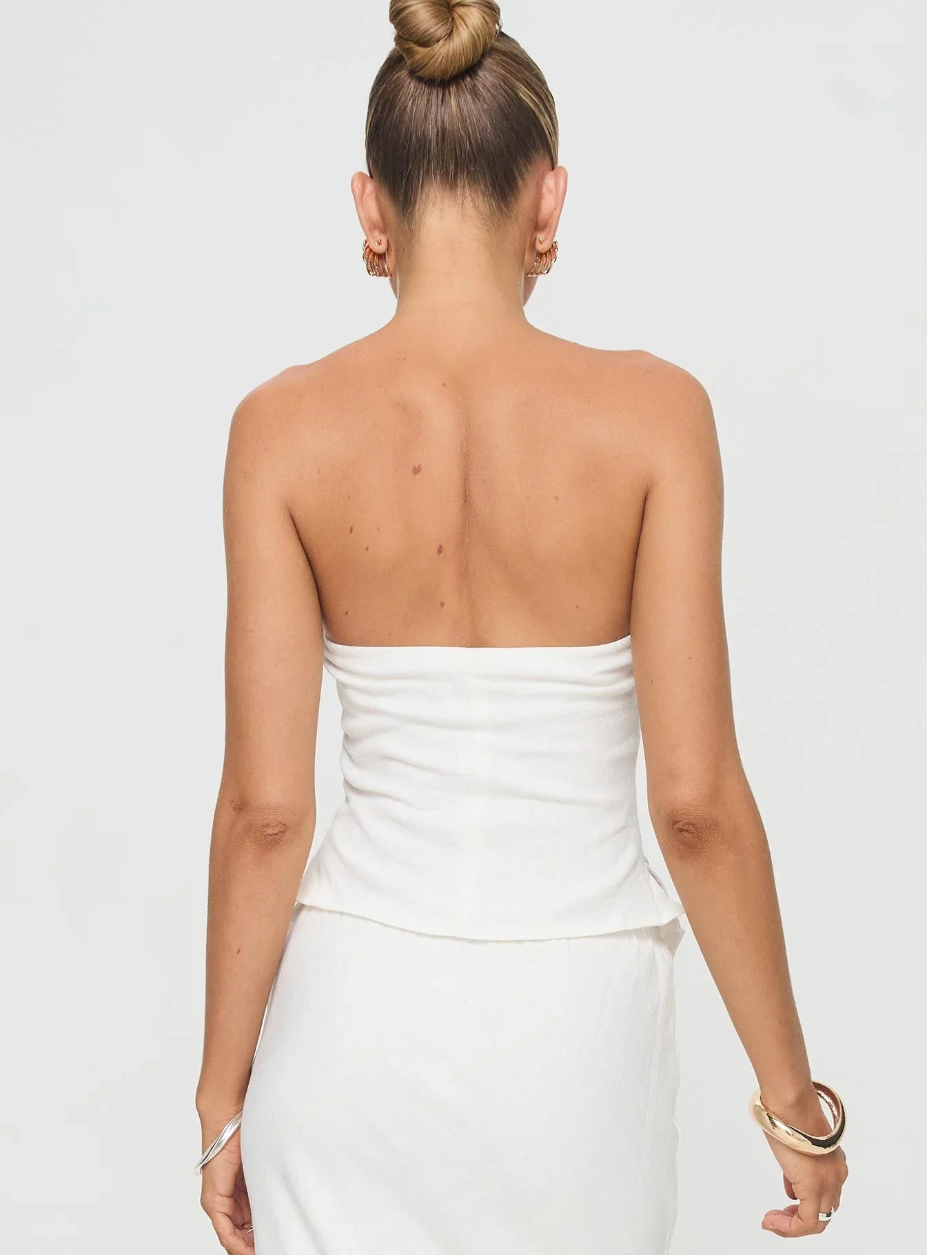 Birdie Asymmetric Linen Blend Top White