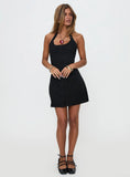 Mallorie Halter Mini Dress Black