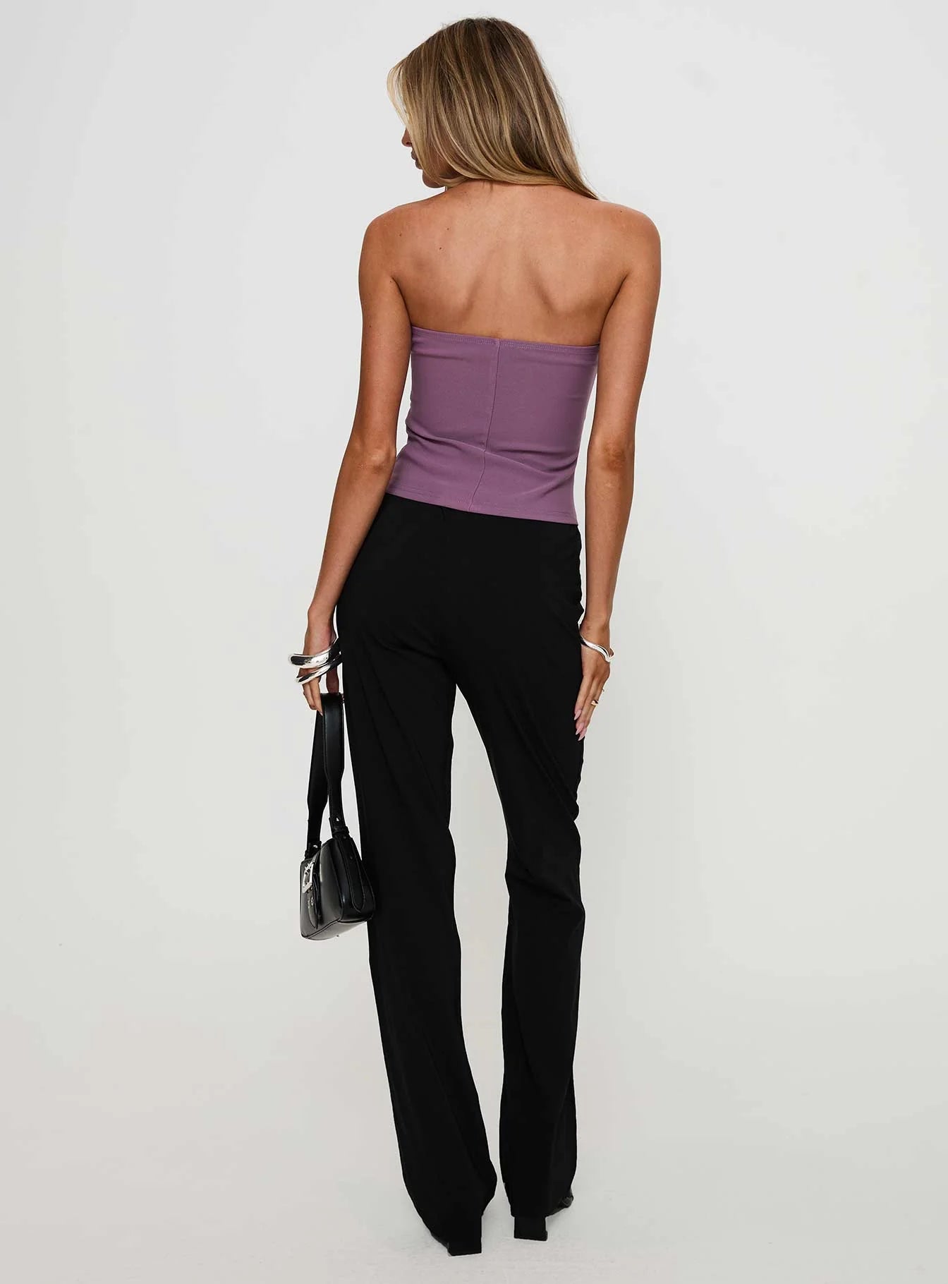 Quotation Diamante Flare Pants Black
