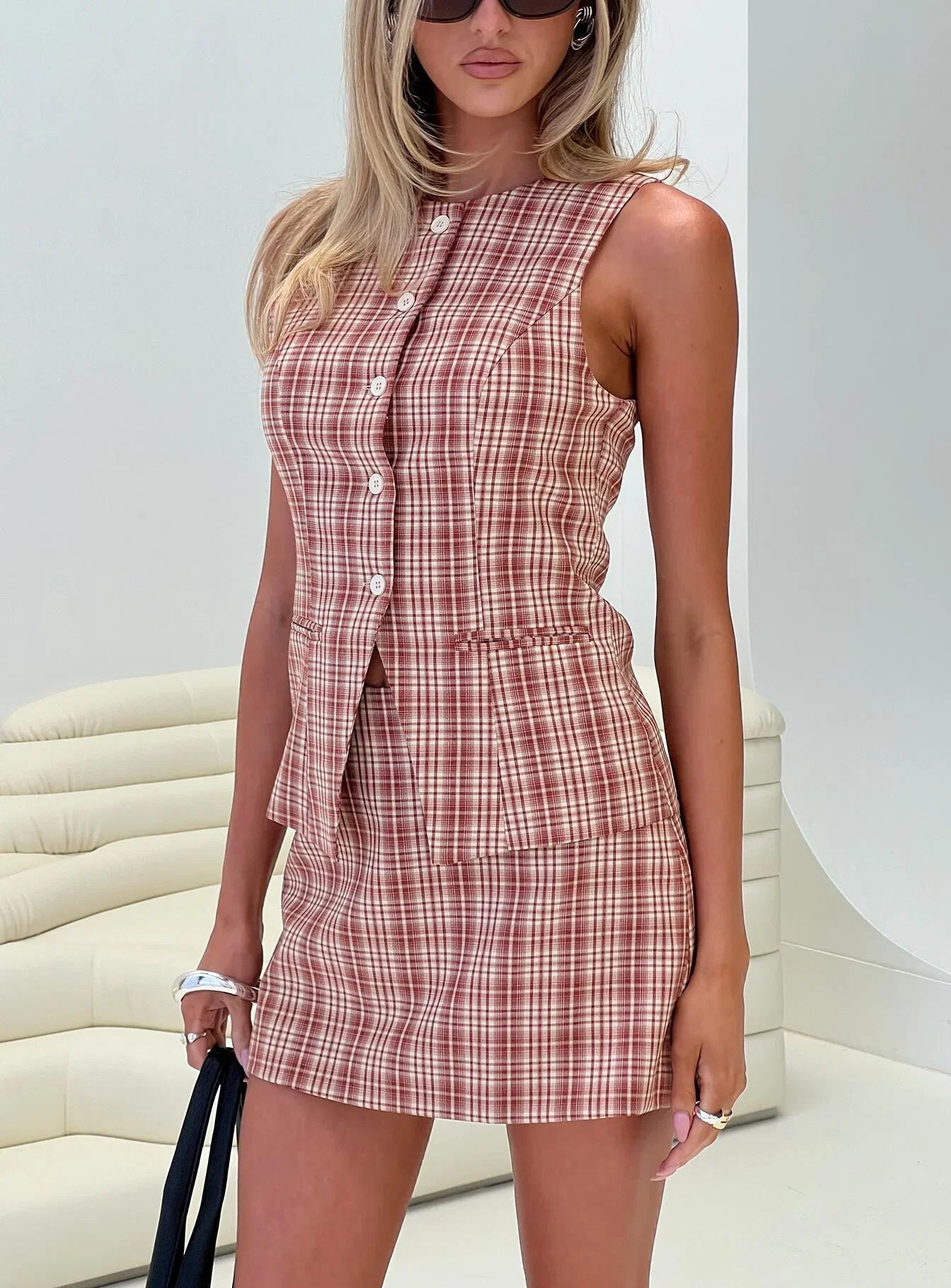 Theodosia Mini Skirt Red Check