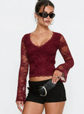 Pitter Long Sleeve Top Burgundy
