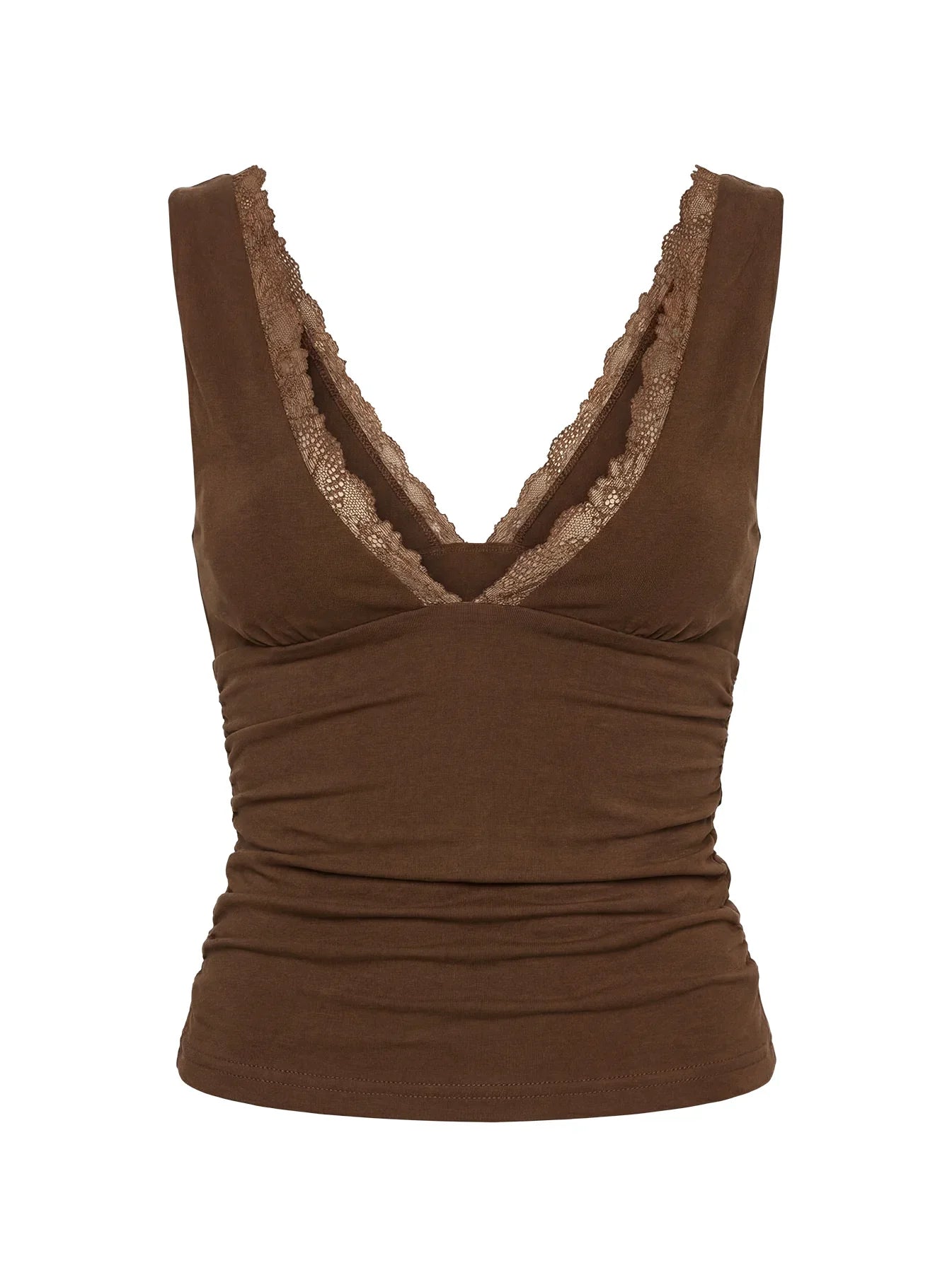 Zespri Lace Jersey Top Brown