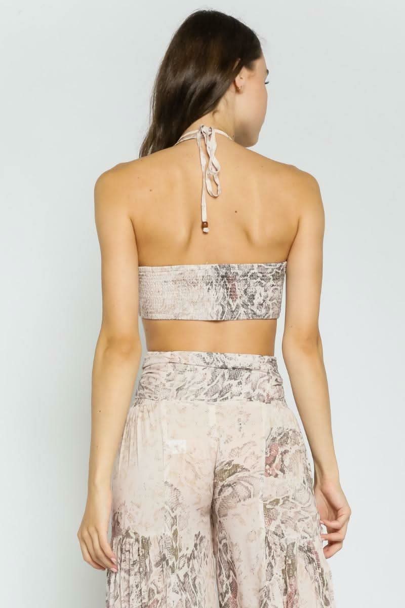 By The Shore Taupe Snake Two Piece Jumpsuit