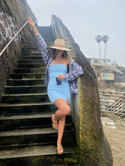 On My Mind Light Blue Strapless Mini Dress