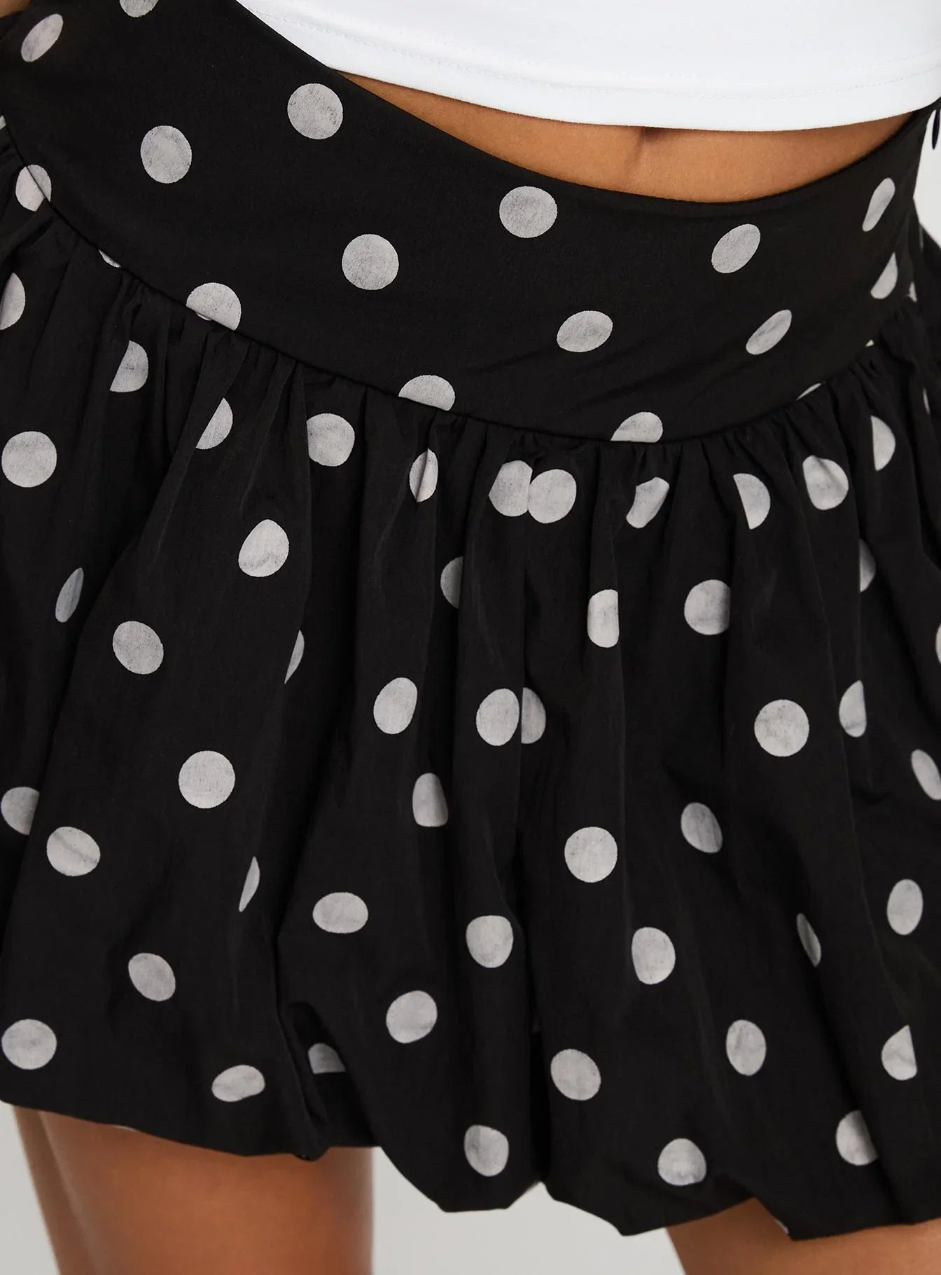 Quintessa Bubble Hem Mini Skirt Black White