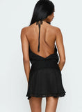 Rozario Chiffon Halter Mini Dress Black / Silver