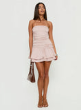 Grayce Strapless Ruched Mini Dress Pink