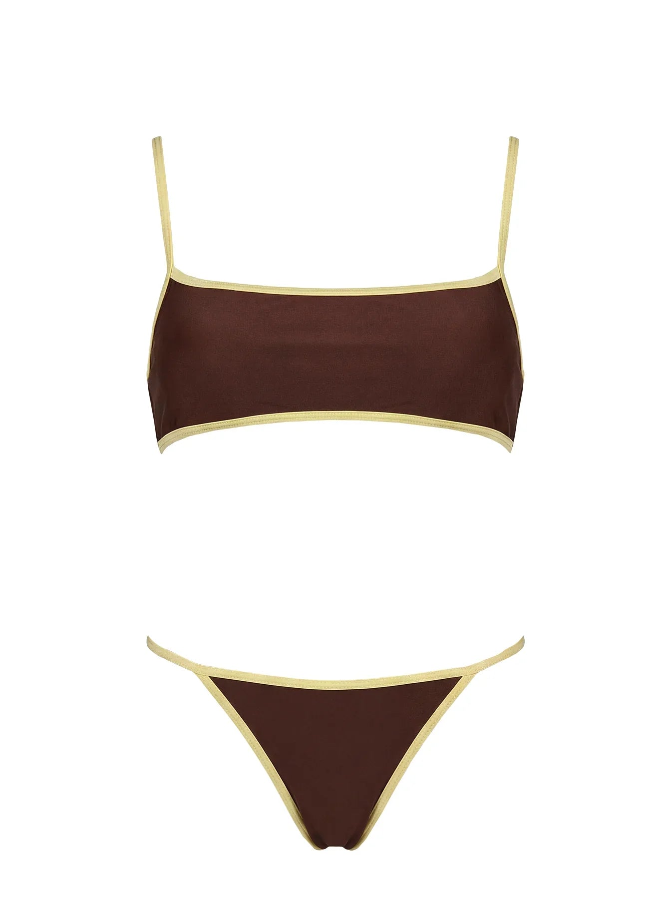 Remaro Contrast Bikini Top Brown Yellow