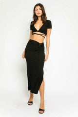 Style Iconic Black Two Piece Midi Dress