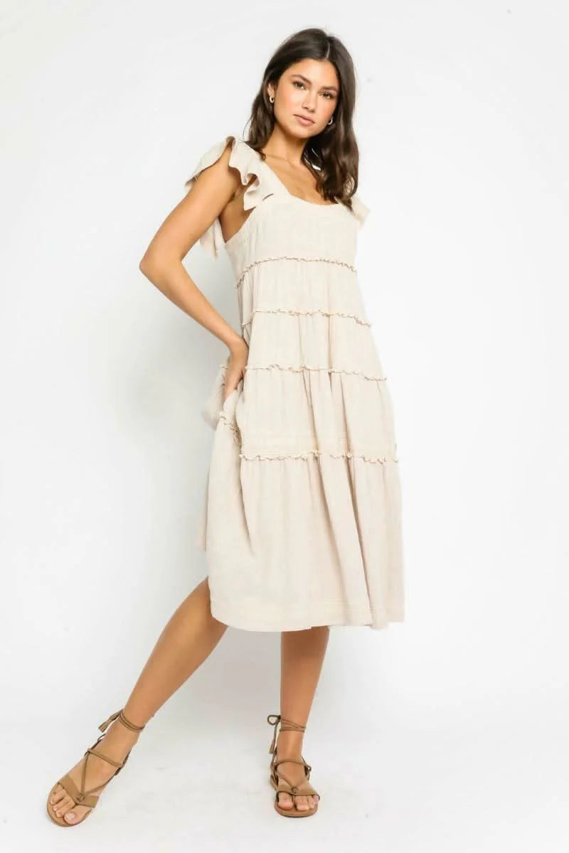 Sun Love Pebble Embroidered Midi Dress