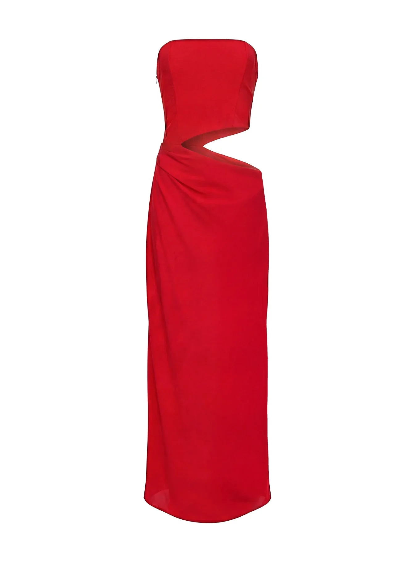 Jasira Strapless Drape Maxi Dress Bold Red