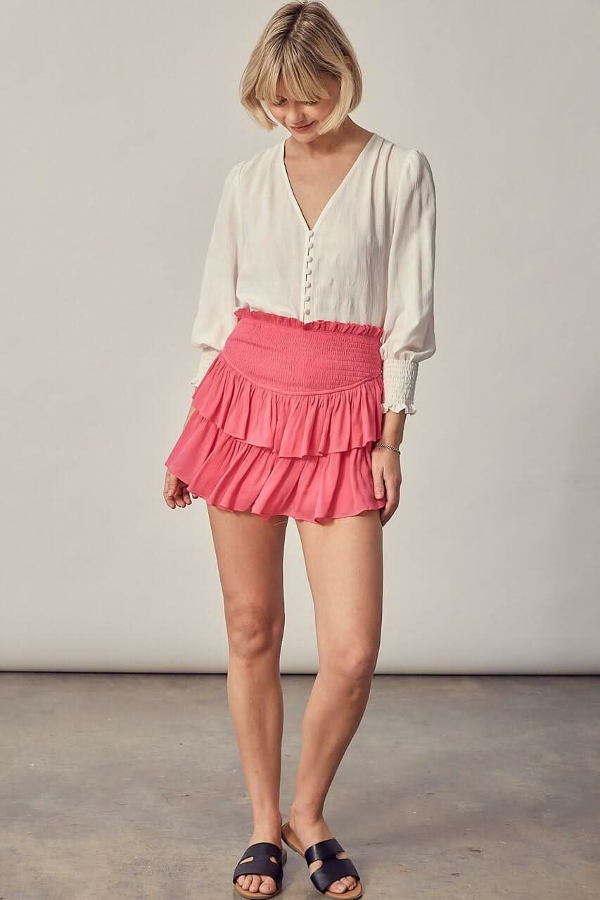 Moonlight Hot Pink Ruffled Mini Skirt