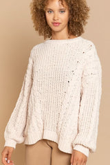 Josie Beige Oversized Knit Sweater