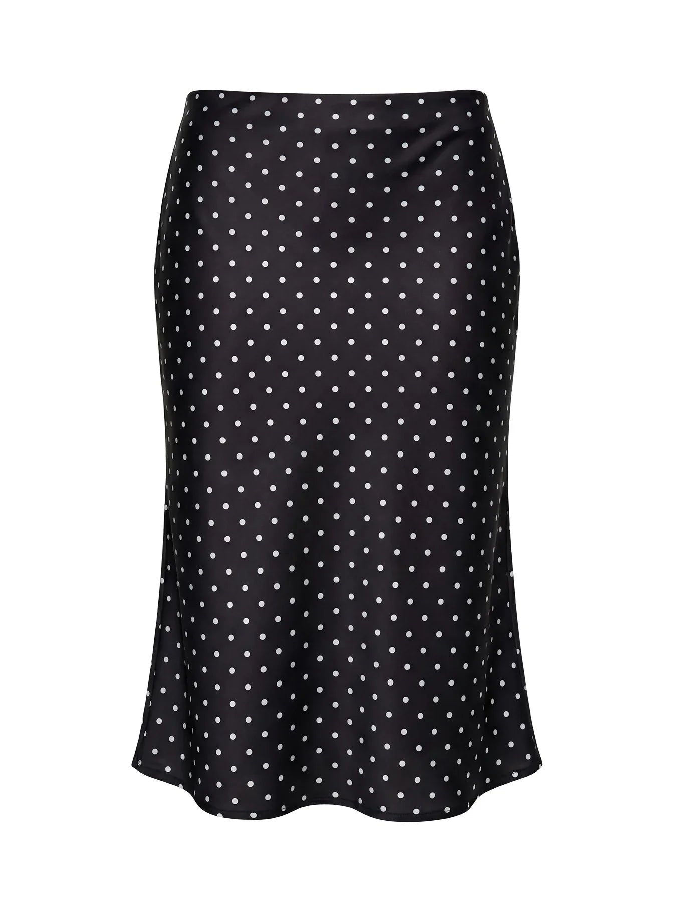 Somani Satin Midi Skirt Black Polka Dot