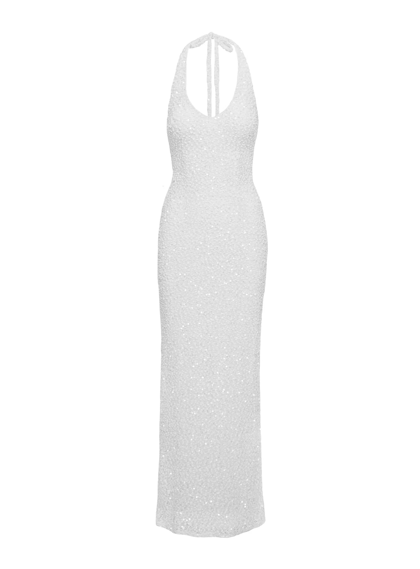 Moon And Back Boucle Sequin Maxi Dress White