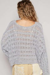 Carmen Grey Oversized Sheer Sweater