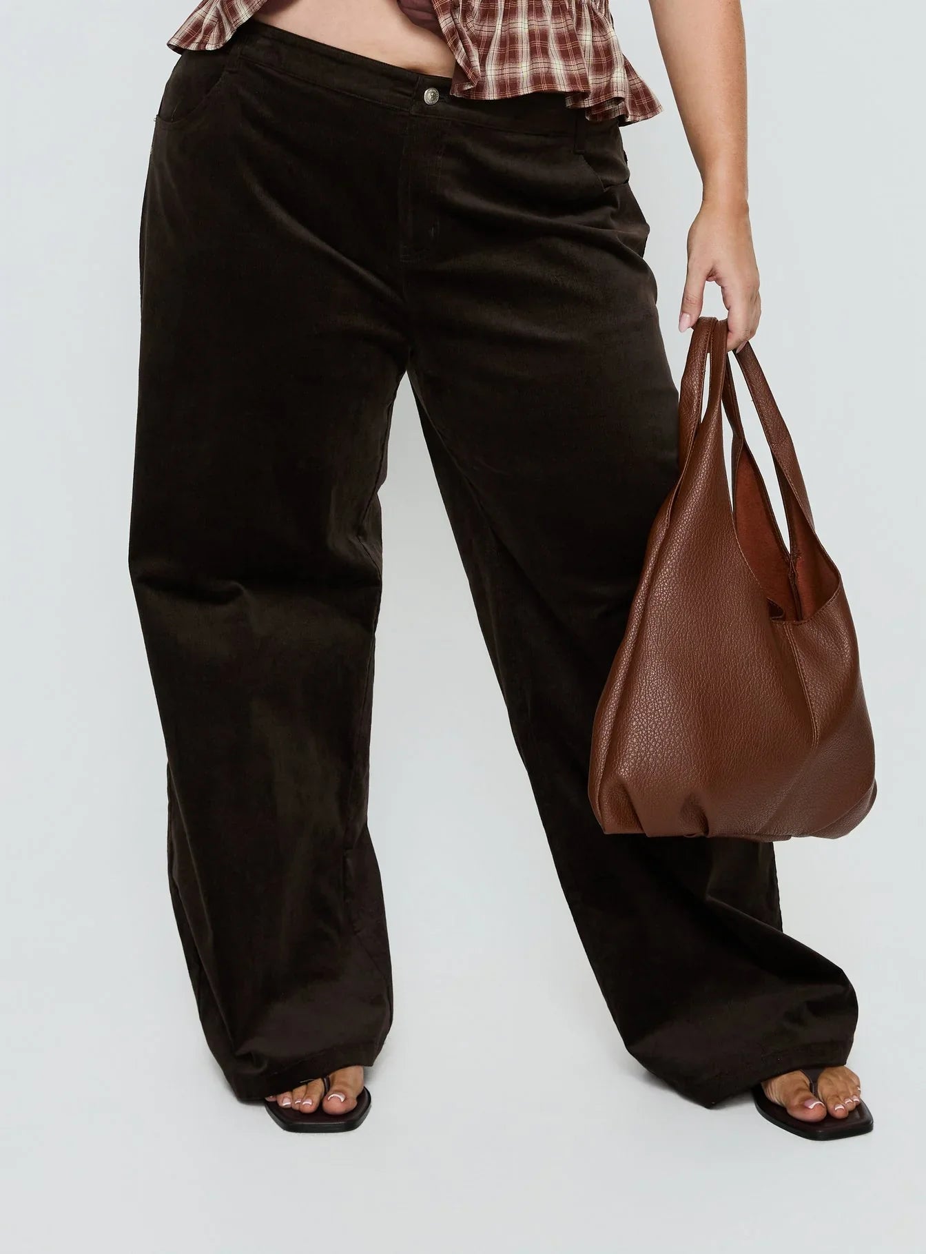 Kenza Wide Leg Corduroy Pant Brown Curve