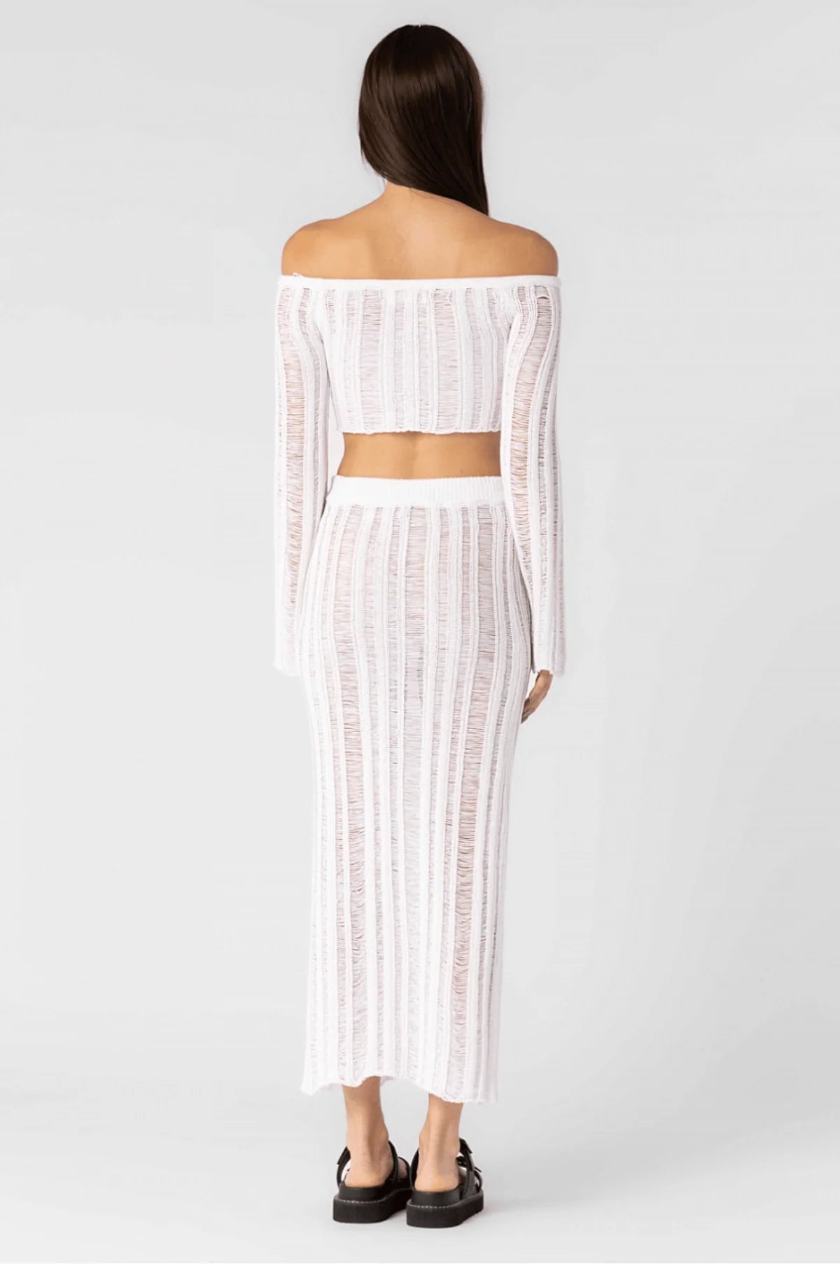 Naxos White Sheer Two Piece Midi Dress