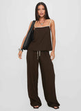 Nolei Contrast Pants Set Chocolate / White