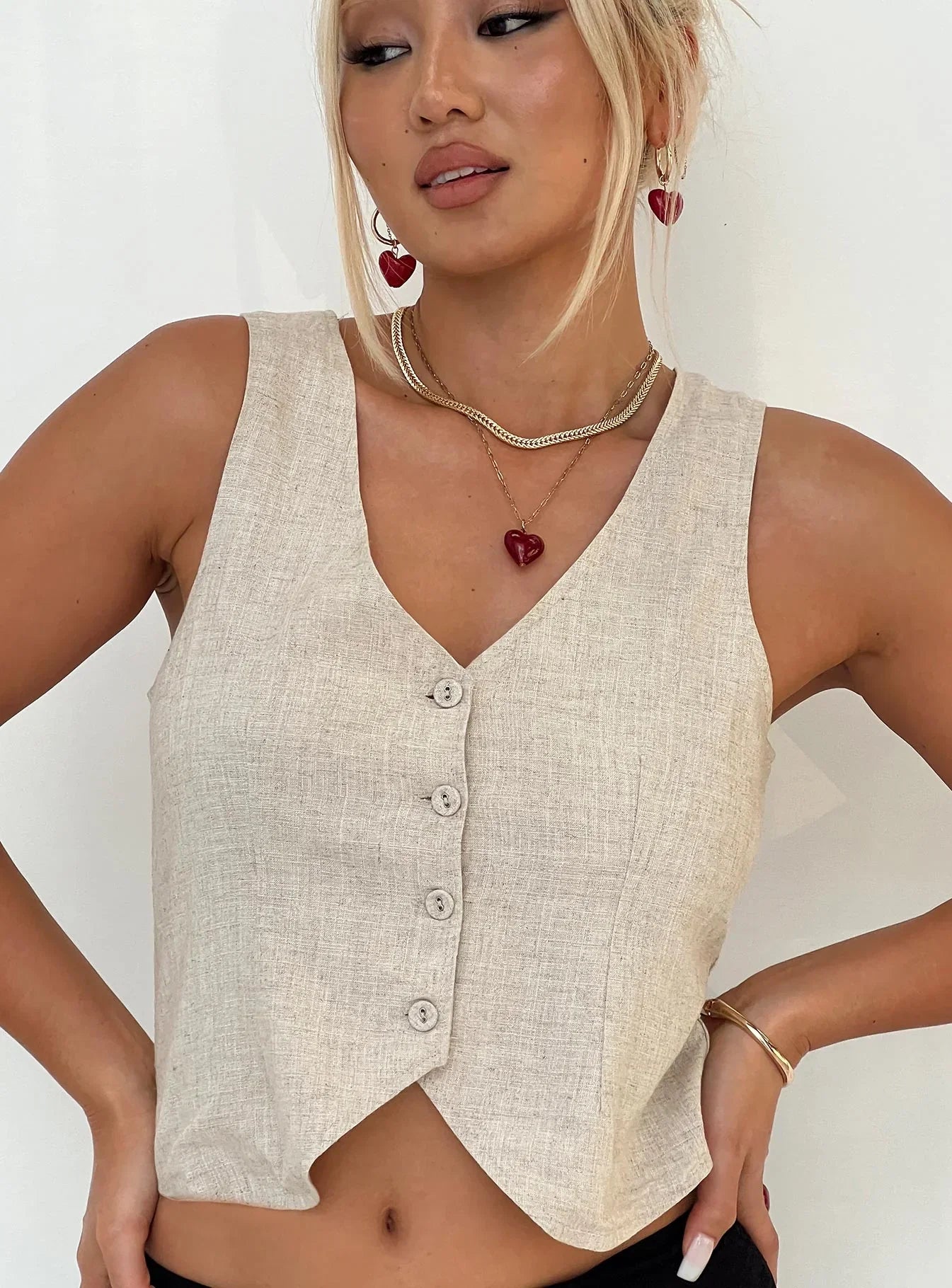 Sofi Vest Top Beige
