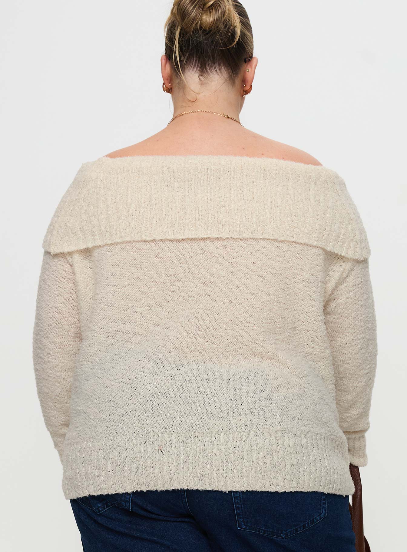 Parkley Boucle Off The Shoulder Cream Curve