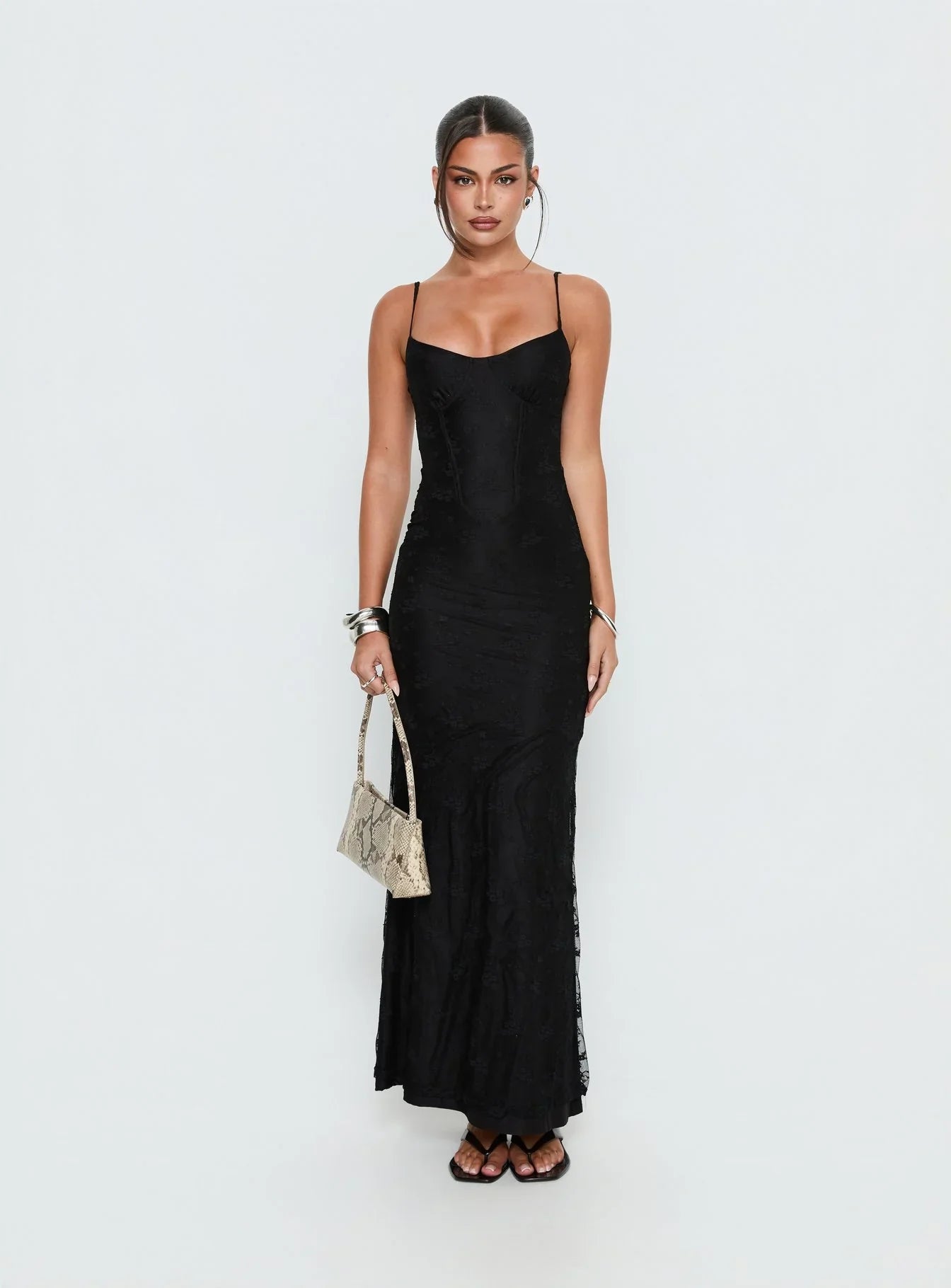 Amika Lace Maxi Dress Black