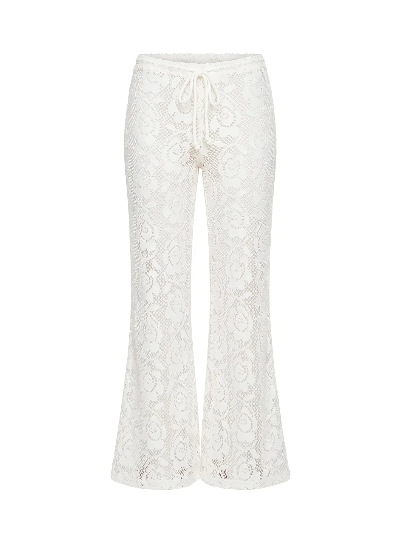 Rosadonna Lace Flare Pants Cream