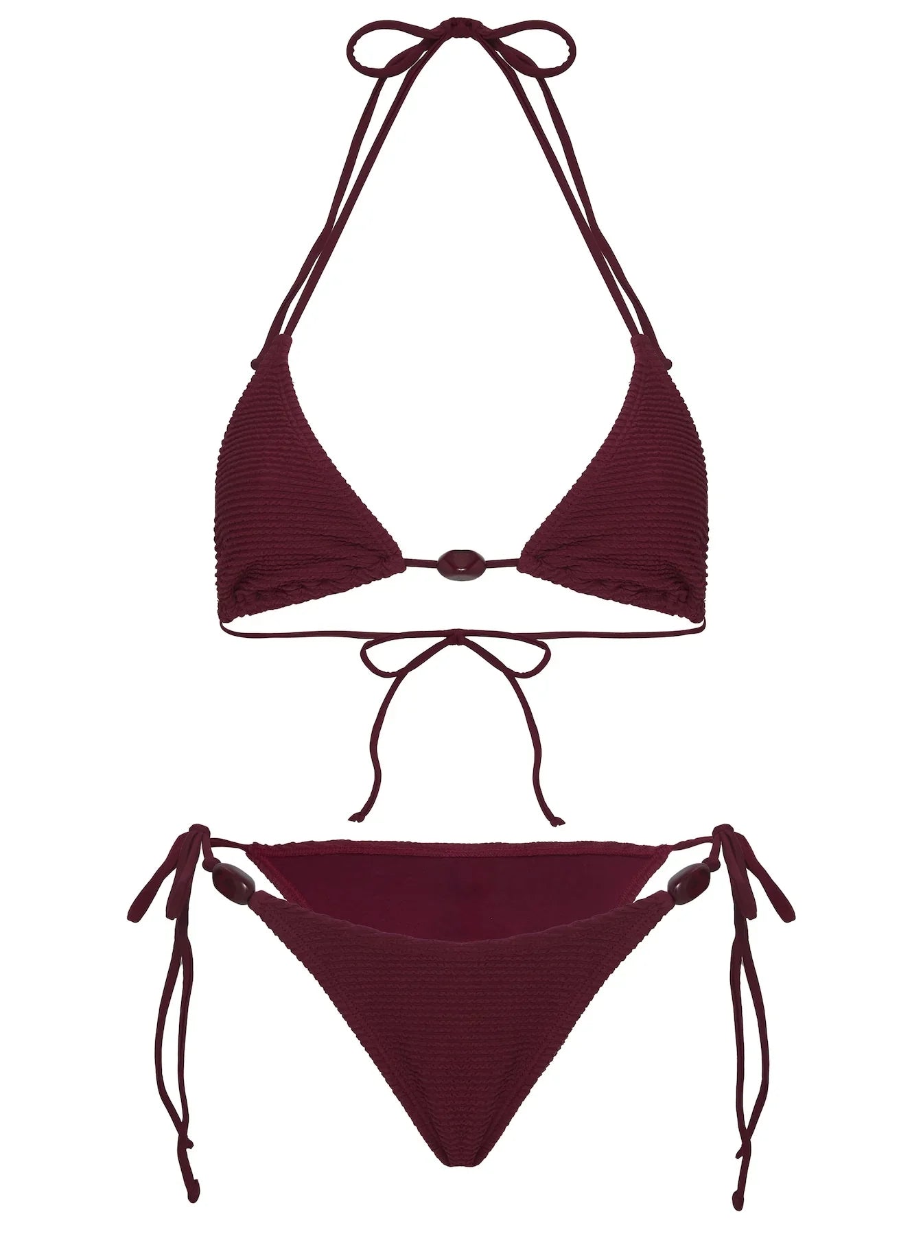 Nevaeh Textured Triangle Bikini Top Red