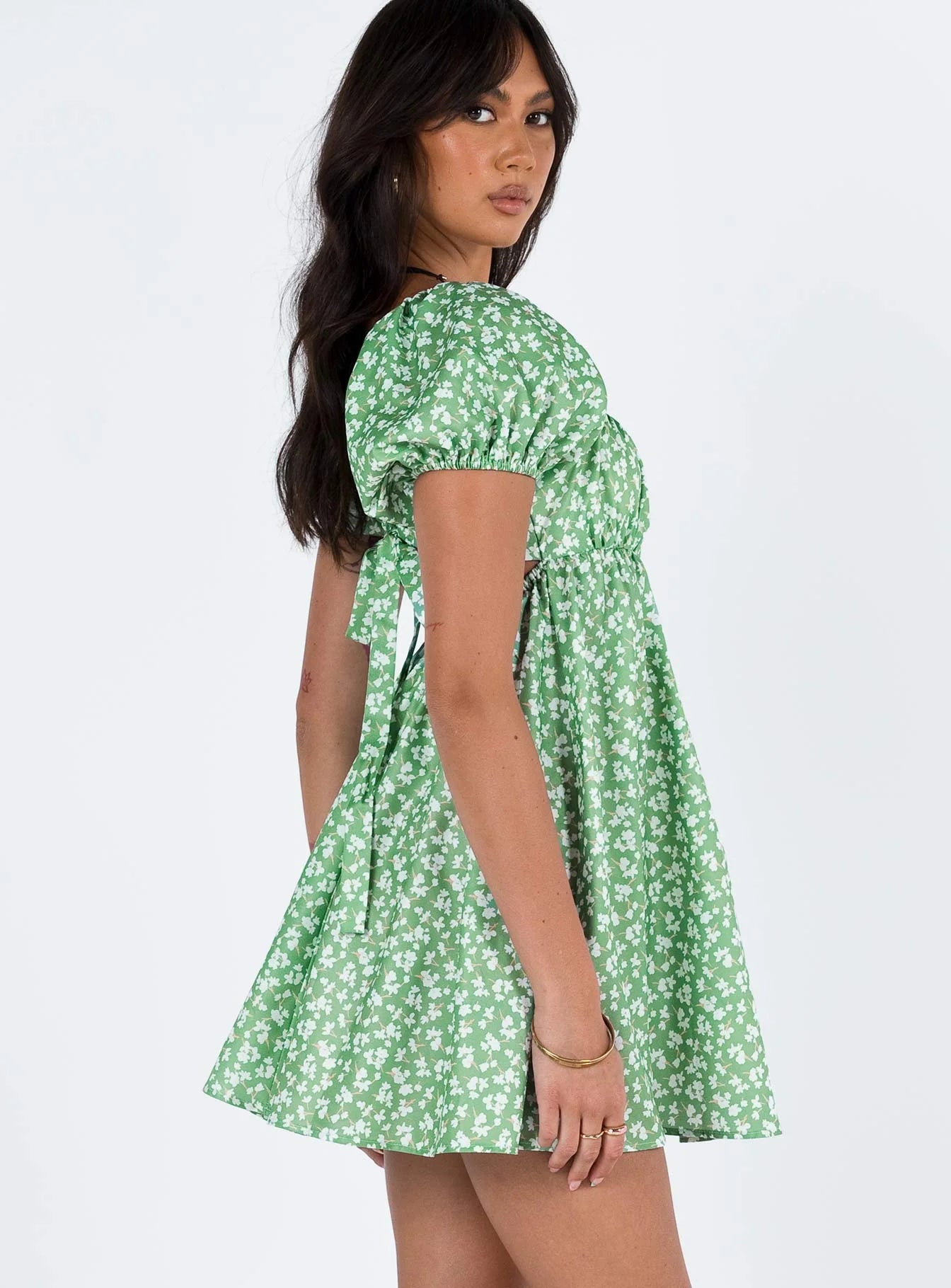 Let's Dance Mini Dress Green Floral