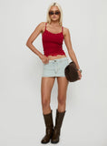 Falling Through Lace Detail Top Red