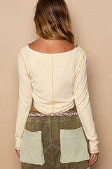 Real Love Cream Long Sleeve Crop Top