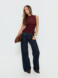 Fever Kiss Chiffon Ruched Top Wine
