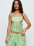 Finesse Halter Top Green Floral