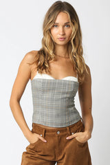 Kendall Grey Plaid Bustier Corset Top