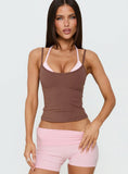 Ascend Layered Halter Tank Top Brown / Pink