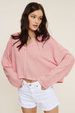 All The Way Pink Long Sleeve Crop Top