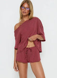 Sugar Surge Tie Waist Shorts Cherry Stripe