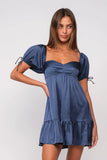 Addison Navy Puff Sleeve Mini Dress