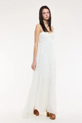 Willow White Clip Dot Strapless Maxi Dress