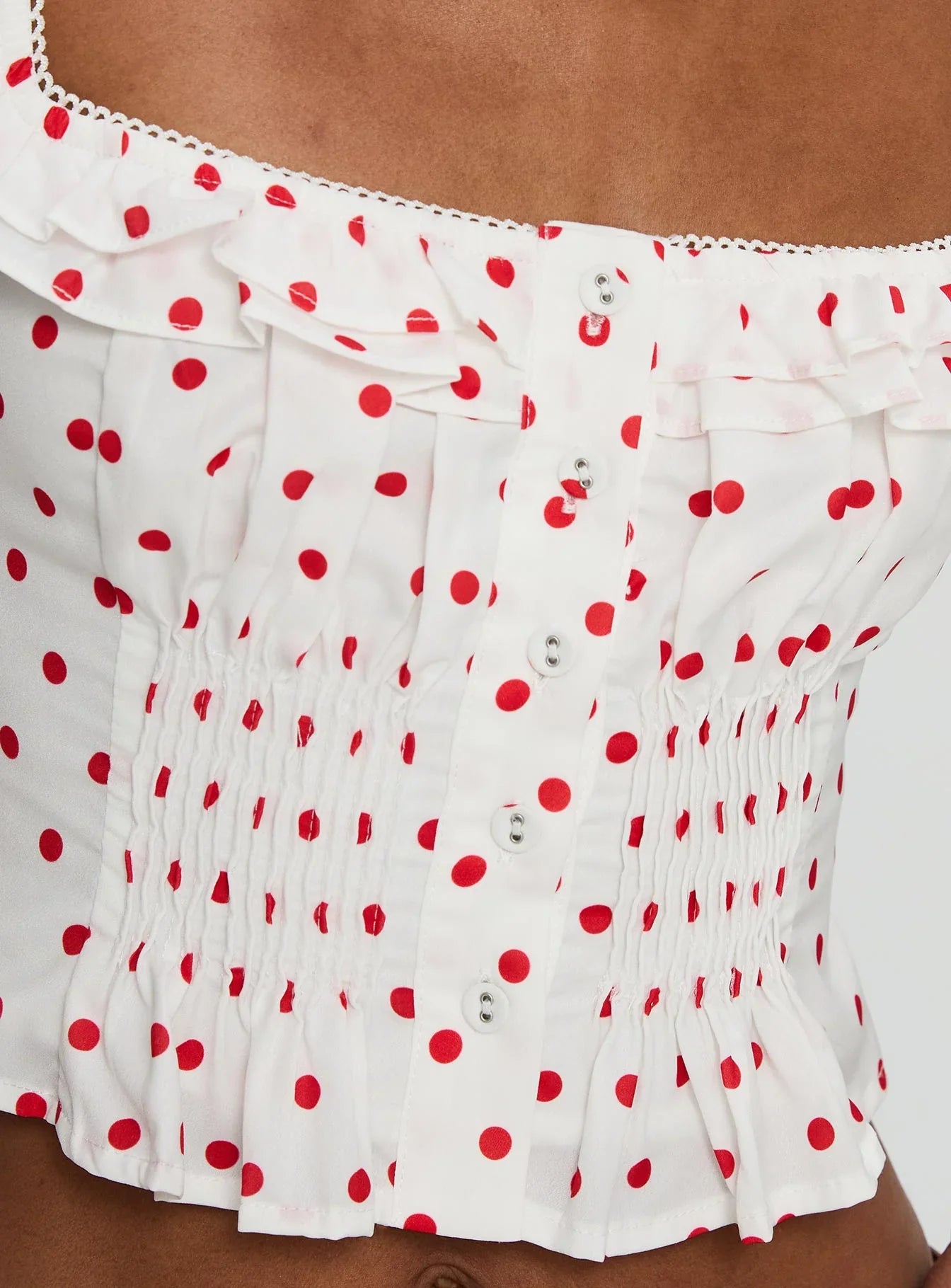 Isadoria Frill Top White / Red Polka