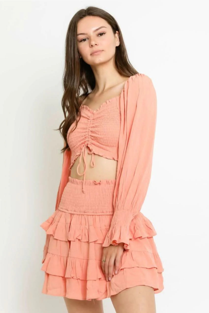 Give Me Fever Peach Sunset Two Piece Dress