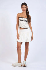 Emery White Satin Lace Cami Top