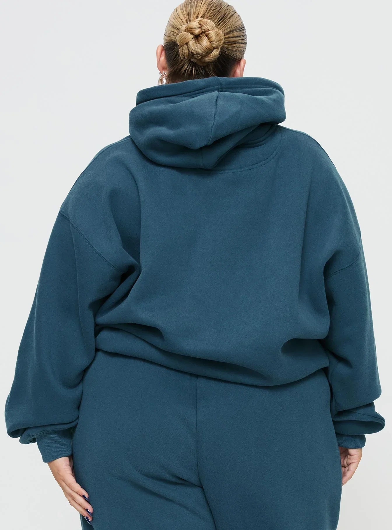 Princess Polly Hooded Sweatshirt Block Cursive Text Slate Curve